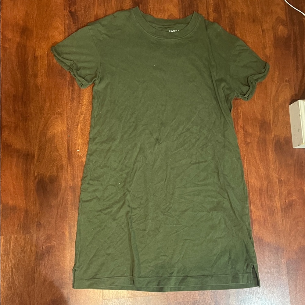 Time and tru green striped size medium T-shirt dress